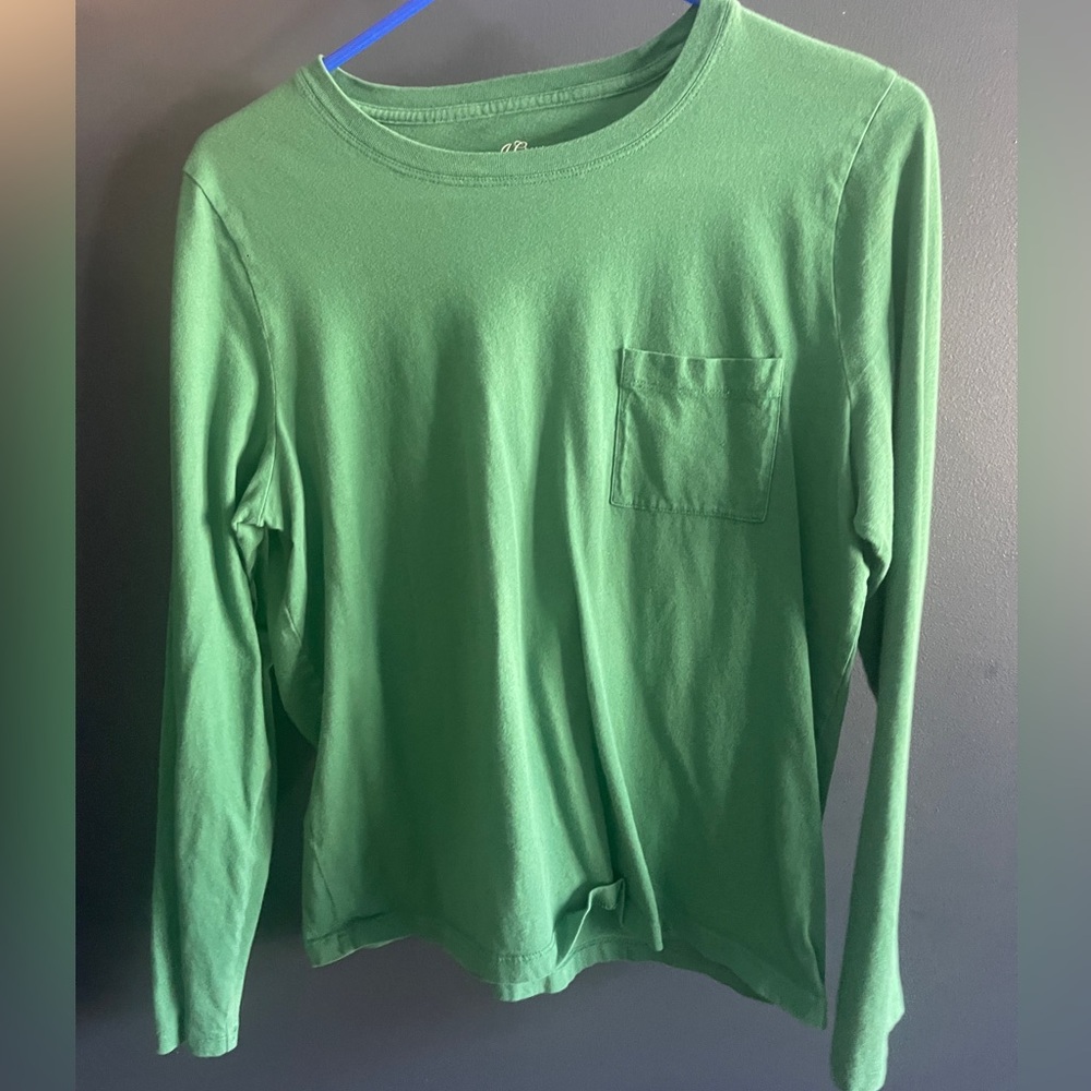 J Crew Green Essential Ling Sleeve Tee size Large
